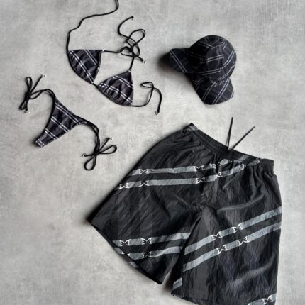 MERVA CHECK SHORTS, BIKINI & CAP